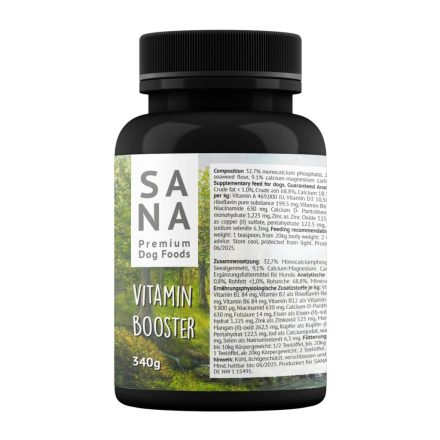 SANADOG Vitamin- és Ásványianyag Booster – Különleges igényű kutyák számára, vitaminokkal és ásványi anyagokkal a tápanyaghiány megelőzésére.